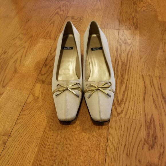 STUART WEITZMAN Vintage Kitten Heels shoes size 7.5 - Cream - Picture 1 of 11
